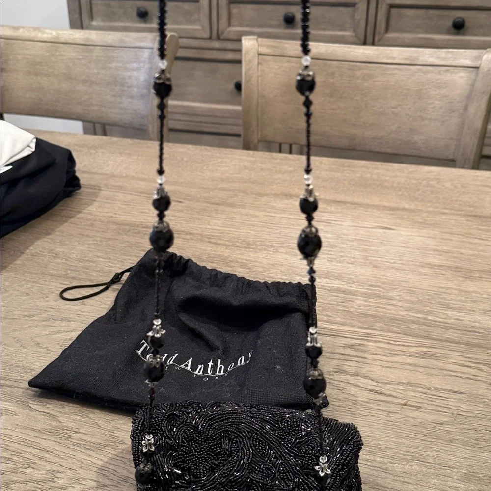 Jack Anthony Black Beaded Evening Clutch